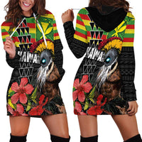Kanaka Maoli Ikaika Warrior Hoodie Dress Hibiscus Kakau Art and Tapa Tribal Pattern LT03 - Polynesian Pride