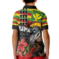 Kanaka Maoli Ikaika Warrior Kid Polo Shirt Hibiscus Kakau Art and Tapa Tribal Pattern LT03 - Polynesian Pride