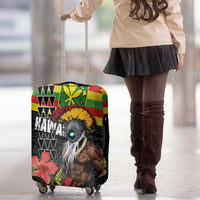 Kanaka Maoli Ikaika Warrior Luggage Cover Hibiscus Kakau Art and Tapa Tribal Pattern LT03 - Polynesian Pride