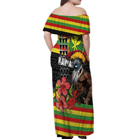 Kanaka Maoli Ikaika Warrior Off Shoulder Maxi Dress Hibiscus Kakau Art and Tapa Tribal Pattern LT03 - Polynesian Pride