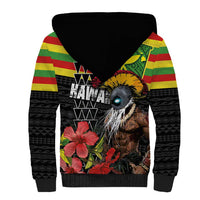 Kanaka Maoli Ikaika Warrior Sherpa Hoodie Hibiscus Kakau Art and Tapa Tribal Pattern LT03 - Polynesian Pride