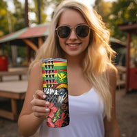 Kanaka Maoli Ikaika Warrior Skinny Tumbler Hibiscus Kakau Art and Tapa Tribal Pattern LT03 - Polynesian Pride