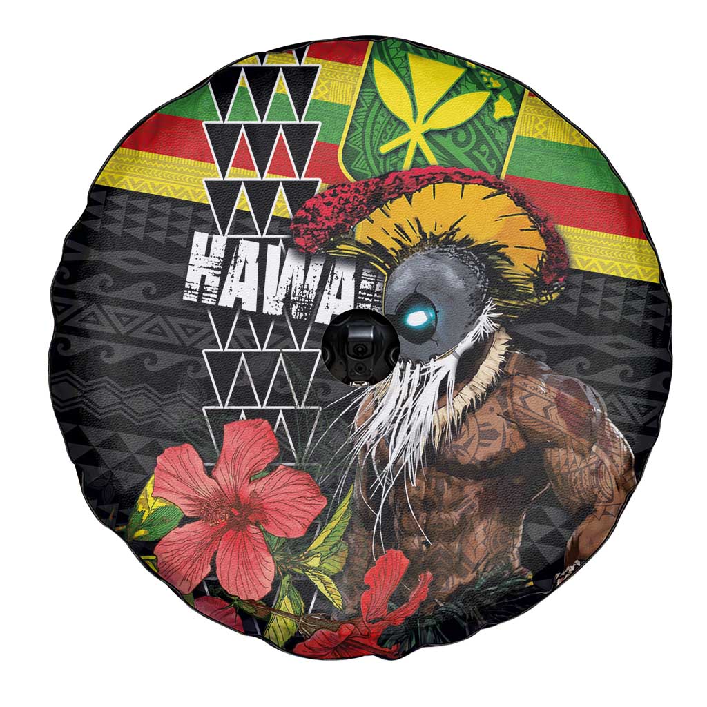 Kanaka Maoli Ikaika Warrior Spare Tire Cover Hibiscus Kakau Art and Tapa Tribal Pattern LT03 - Polynesian Pride
