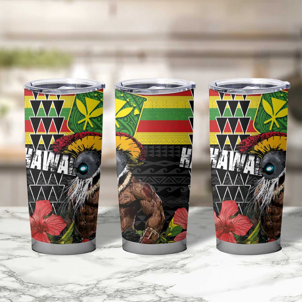 Kanaka Maoli Ikaika Warrior Tumbler Cup Hibiscus Kakau Art and Tapa Tribal Pattern LT03 - Polynesian Pride