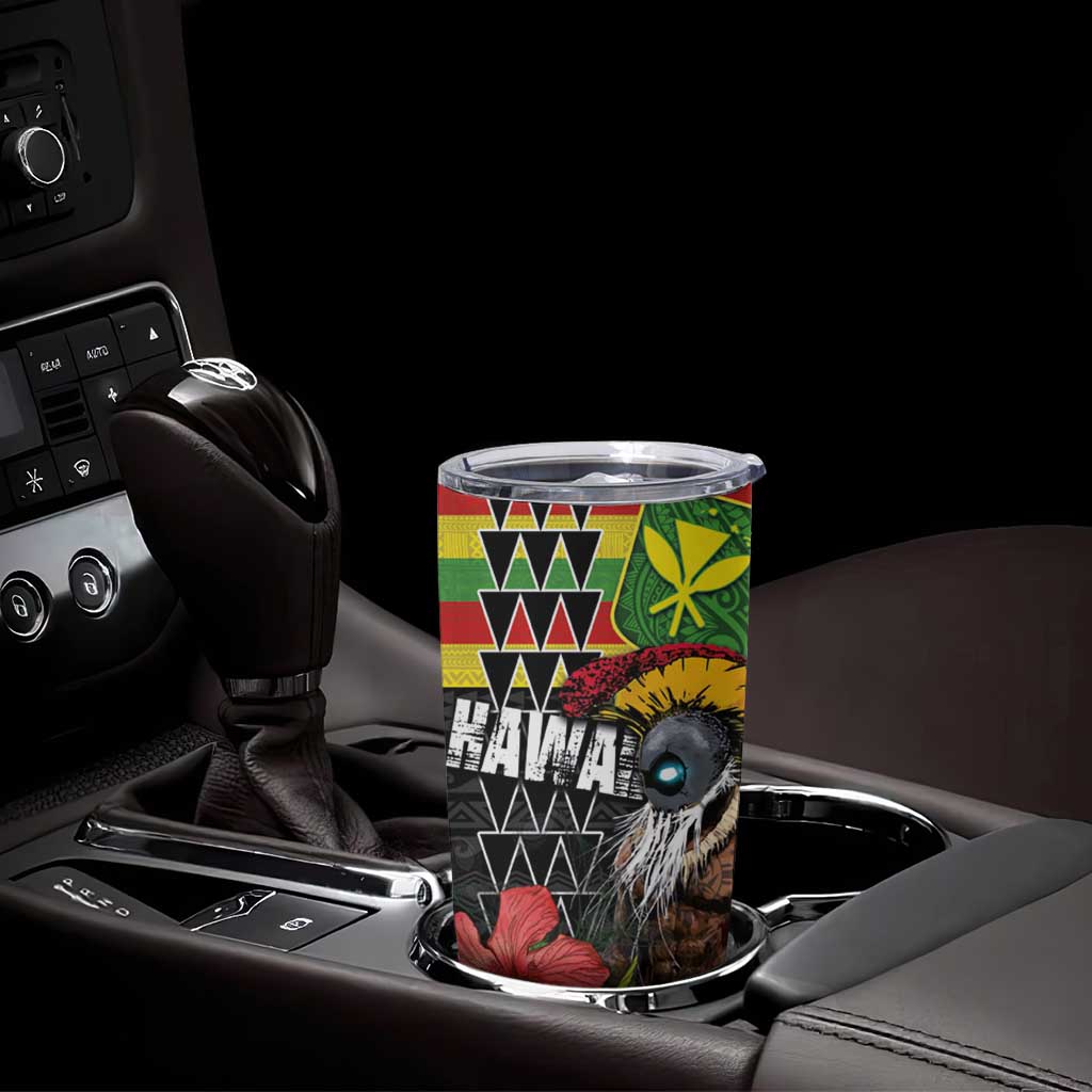 Kanaka Maoli Ikaika Warrior Tumbler Cup Hibiscus Kakau Art and Tapa Tribal Pattern LT03 - Polynesian Pride