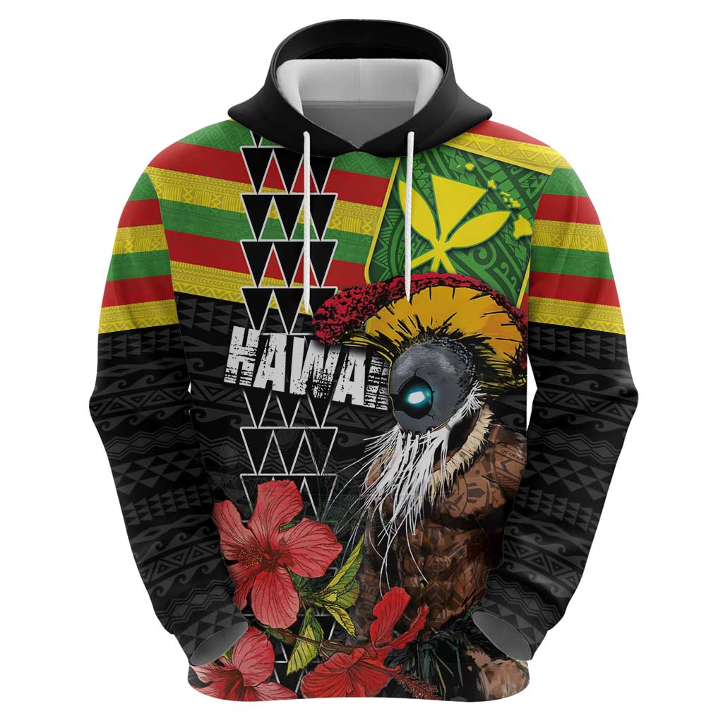 Kanaka Maoli Ikaika Warrior Zip Hoodie Hibiscus Kakau Art and Tapa Tribal Pattern LT03 - Polynesian Pride