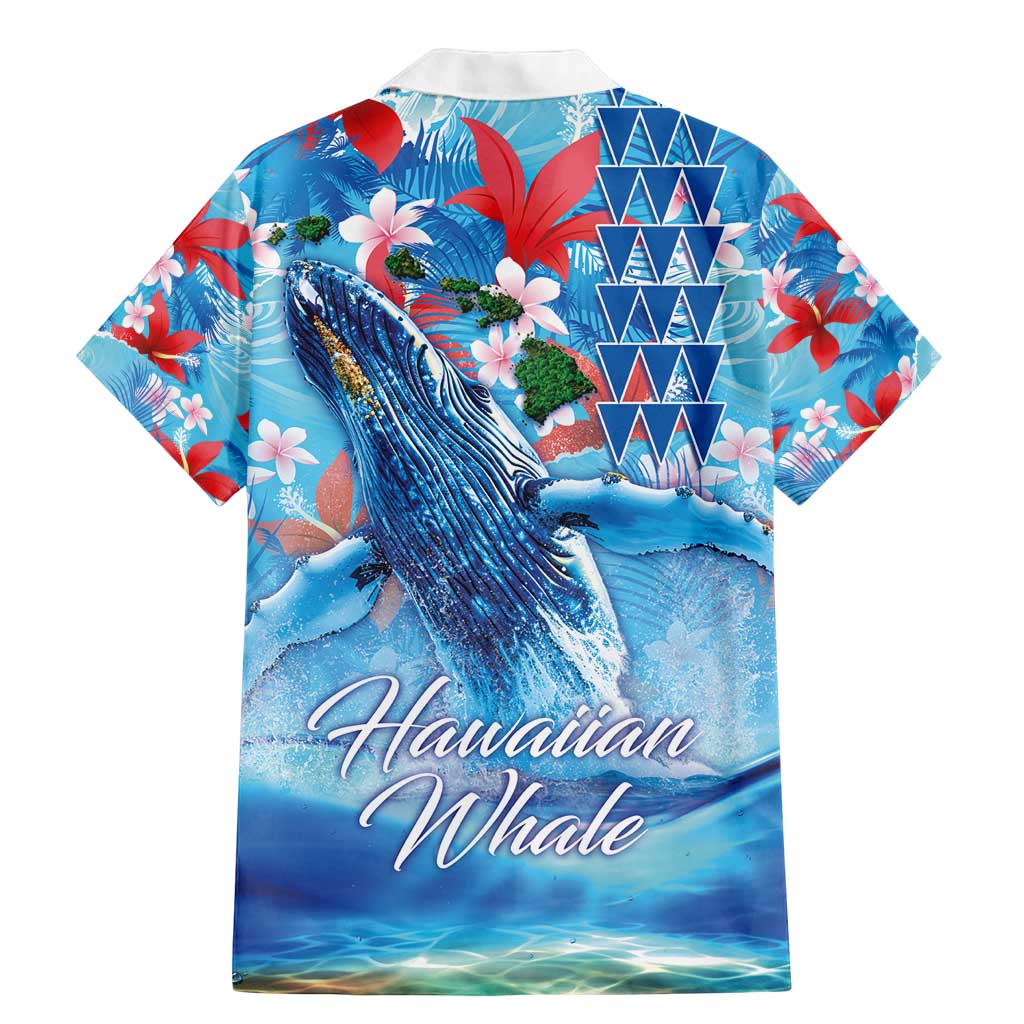 Hawaiian Waves Whale Family Matching Mermaid Dress and Hawaiian Shirt Kakau Art and Tropical Red Hibiscus Flowers LT03 - Polynesian Pride
