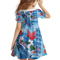 Hawaiian Waves Whale Family Matching Puletasi and Hawaiian Shirt Kakau Art and Tropical Red Hibiscus Flowers LT03 - Polynesian Pride