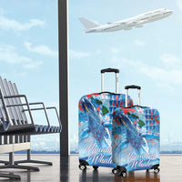Hawaiian Waves Whale Luggage Cover Kakau Art and Tropical Red Hibiscus Flowers LT03 - Polynesian Pride