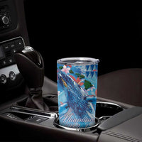 Hawaiian Waves Whale Tumbler Cup Kakau Art and Tropical Red Hibiscus Flowers LT03 - Polynesian Pride