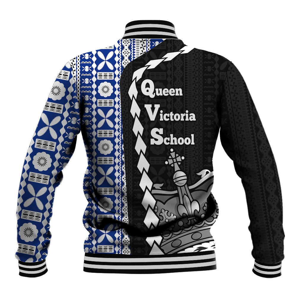 Fiji Queen Victoria School Baseball Jacket Tapa and Polynesian Tribal Pattern Half Style LT03 - Polynesian Pride