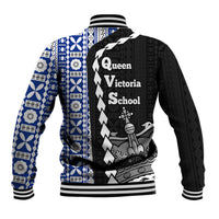 Fiji Queen Victoria School Baseball Jacket Tapa and Polynesian Tribal Pattern Half Style LT03 - Polynesian Pride
