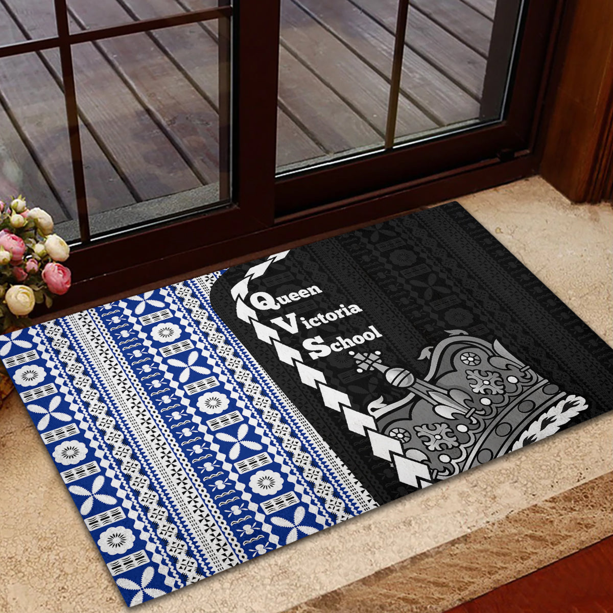 Fiji Queen Victoria School Rubber Doormat Tapa and Polynesian Tribal Pattern Half Style LT03 - Polynesian Pride