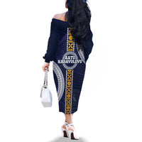 Fiji Ratu Kadavulevu School Family Matching Off Shoulder Long Sleeve Dress and Hawaiian Shirt Tapa and Polynesian Tribal Pattern LT03 - Polynesian Pride