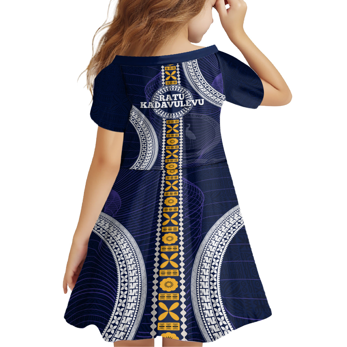 Fiji Ratu Kadavulevu School Kid Short Sleeve Dress Tapa and Polynesian Tribal Pattern LT03 - Polynesian Pride