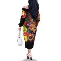 Hawaiian Sea Animals Love Couple Family Matching Off The Shoulder Long Sleeve Dress and Hawaiian Shirt Aloha Sunset Symphony LT03 - Polynesian Pride