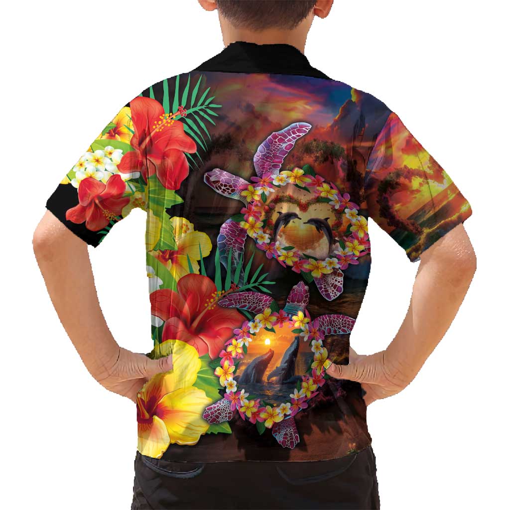 Hawaiian Sea Animals Love Couple Family Matching Off Shoulder Maxi Dress and Hawaiian Shirt Aloha Sunset Symphony LT03 - Polynesian Pride
