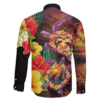 Hawaiian Sea Animals Love Couple Family Matching Off Shoulder Maxi Dress and Hawaiian Shirt Aloha Sunset Symphony LT03 - Polynesian Pride