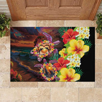Hawaiian Sea Animals Love Couple Rubber Doormat Aloha Sunset Symphony LT03 Black - Polynesian Pride