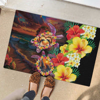 Hawaiian Sea Animals Love Couple Rubber Doormat Aloha Sunset Symphony LT03 - Polynesian Pride