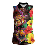 Hawaiian Sea Animals Love Couple Women Sleeveless Polo Shirt Aloha Sunset Symphony LT03 Female Black - Polynesian Pride