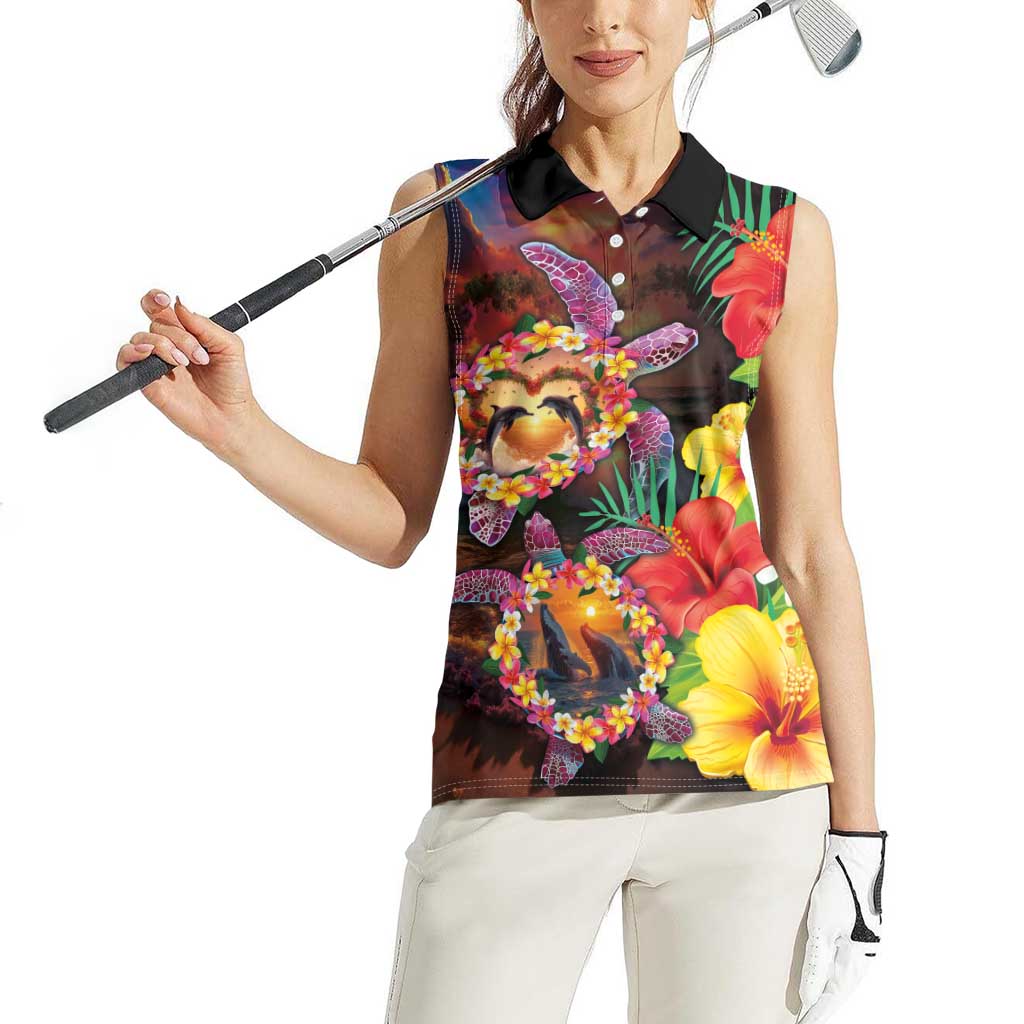 Hawaiian Sea Animals Love Couple Women Sleeveless Polo Shirt Aloha Sunset Symphony LT03 - Polynesian Pride