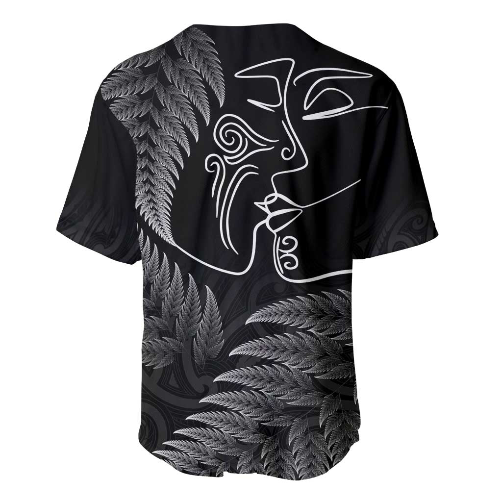 New Zealand Valentine's Day Baseball Jersey Silver Fern and Line Art Love Couple LT03 - Polynesian Pride
