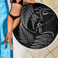 New Zealand Valentine's Day Beach Blanket Silver Fern and Line Art Love Couple LT03 - Polynesian Pride