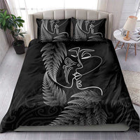 New Zealand Valentine's Day Bedding Set Silver Fern and Line Art Love Couple LT03 - Polynesian Pride