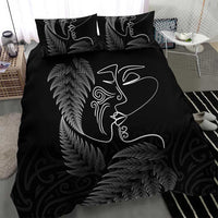 New Zealand Valentine's Day Bedding Set Silver Fern and Line Art Love Couple LT03 - Polynesian Pride