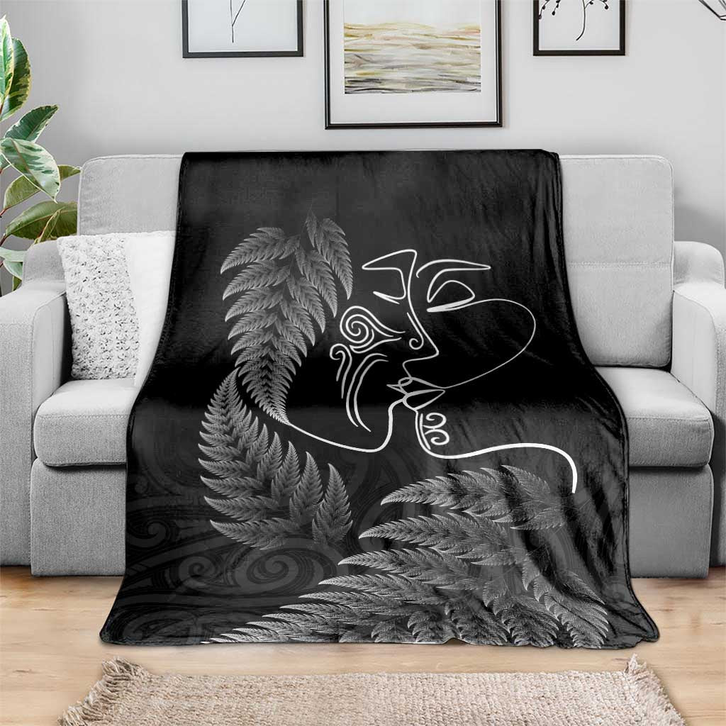 New Zealand Valentine's Day Blanket Silver Fern and Line Art Love Couple LT03 - Polynesian Pride