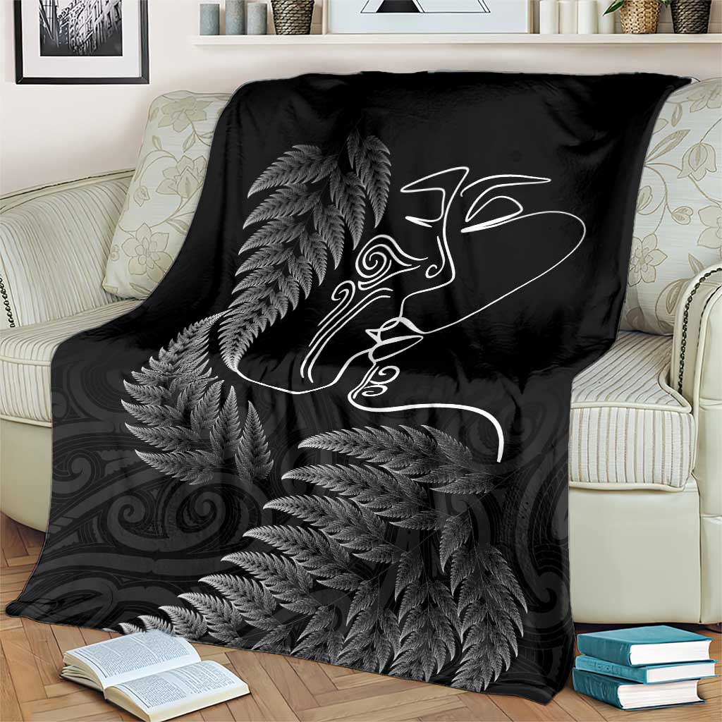 New Zealand Valentine's Day Blanket Silver Fern and Line Art Love Couple LT03 - Polynesian Pride