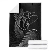 New Zealand Valentine's Day Blanket Silver Fern and Line Art Love Couple LT03 - Polynesian Pride