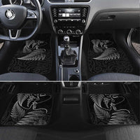 New Zealand Valentine's Day Car Mats Silver Fern and Line Art Love Couple LT03 Set 4pcs Black - Polynesian Pride