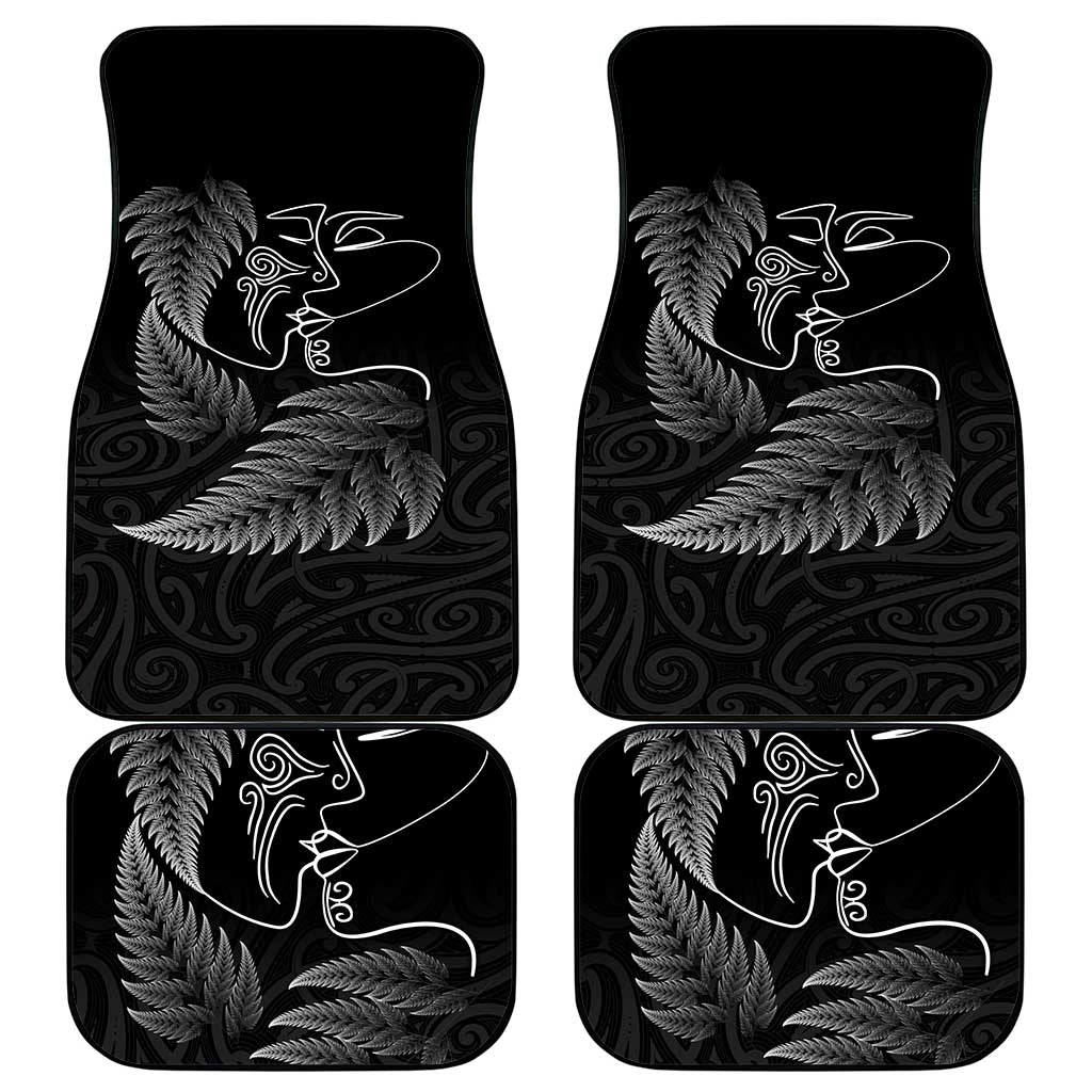 New Zealand Valentine's Day Car Mats Silver Fern and Line Art Love Couple LT03 - Polynesian Pride