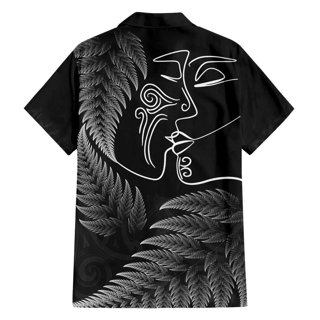 New Zealand Valentine's Day Family Matching Off Shoulder Maxi Dress and Hawaiian Shirt Silver Fern and Line Art Love Couple LT03 - Polynesian Pride