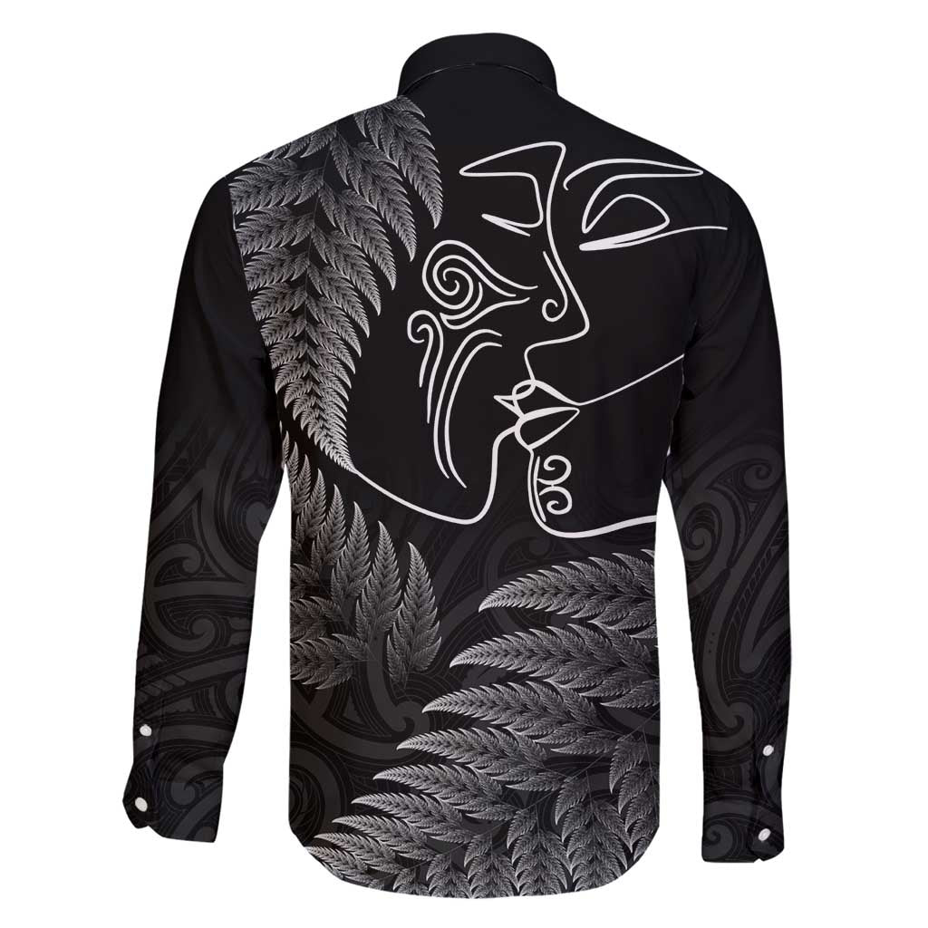 New Zealand Valentine's Day Family Matching Tank Maxi Dress and Hawaiian Shirt Silver Fern and Line Art Love Couple LT03 - Polynesian Pride
