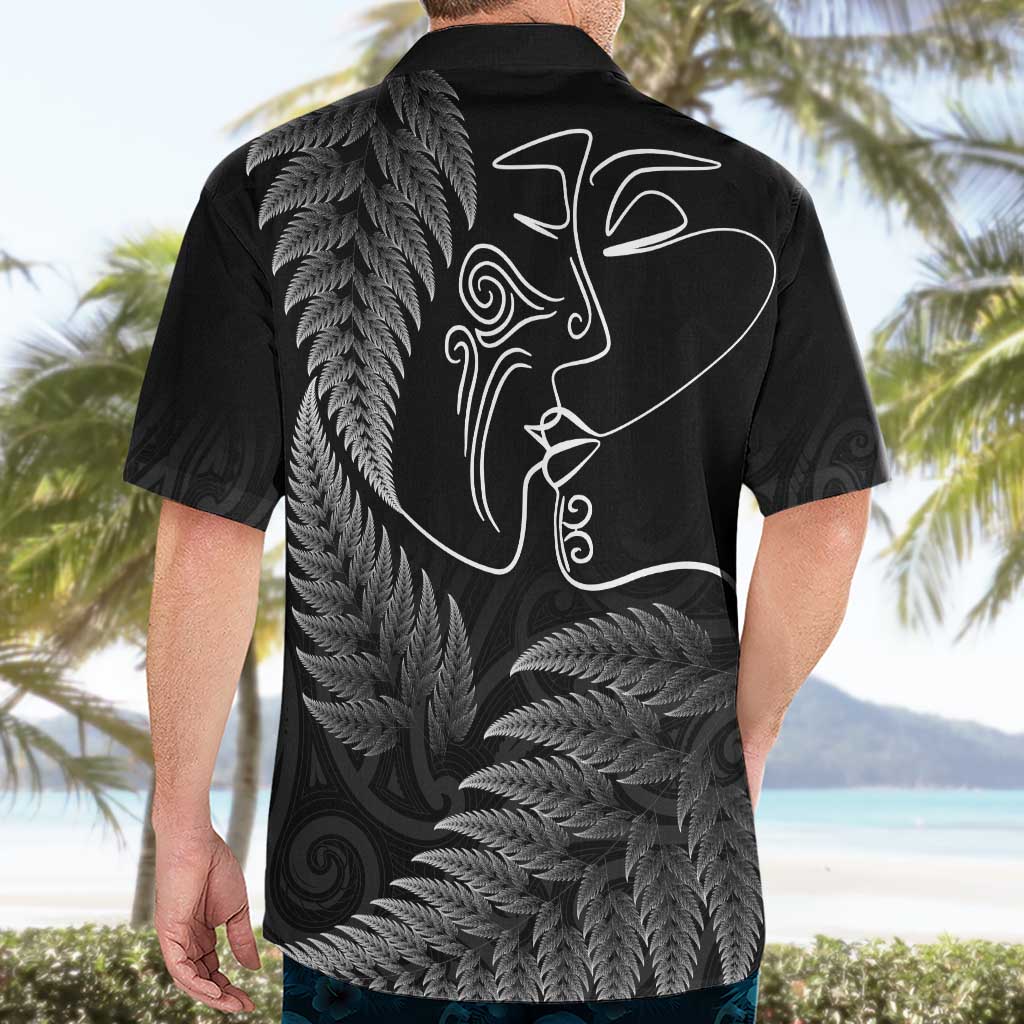 New Zealand Valentine's Day Hawaiian Shirt Silver Fern and Line Art Love Couple LT03 - Polynesian Pride