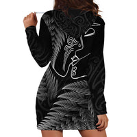 New Zealand Valentine's Day Hoodie Dress Silver Fern and Line Art Love Couple LT03 - Polynesian Pride