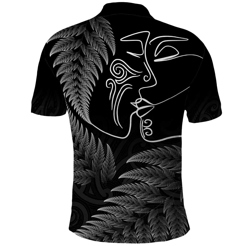 New Zealand Valentine's Day Polo Shirt Silver Fern and Line Art Love Couple LT03 - Polynesian Pride
