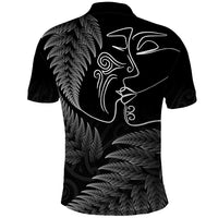 New Zealand Valentine's Day Polo Shirt Silver Fern and Line Art Love Couple LT03 - Polynesian Pride
