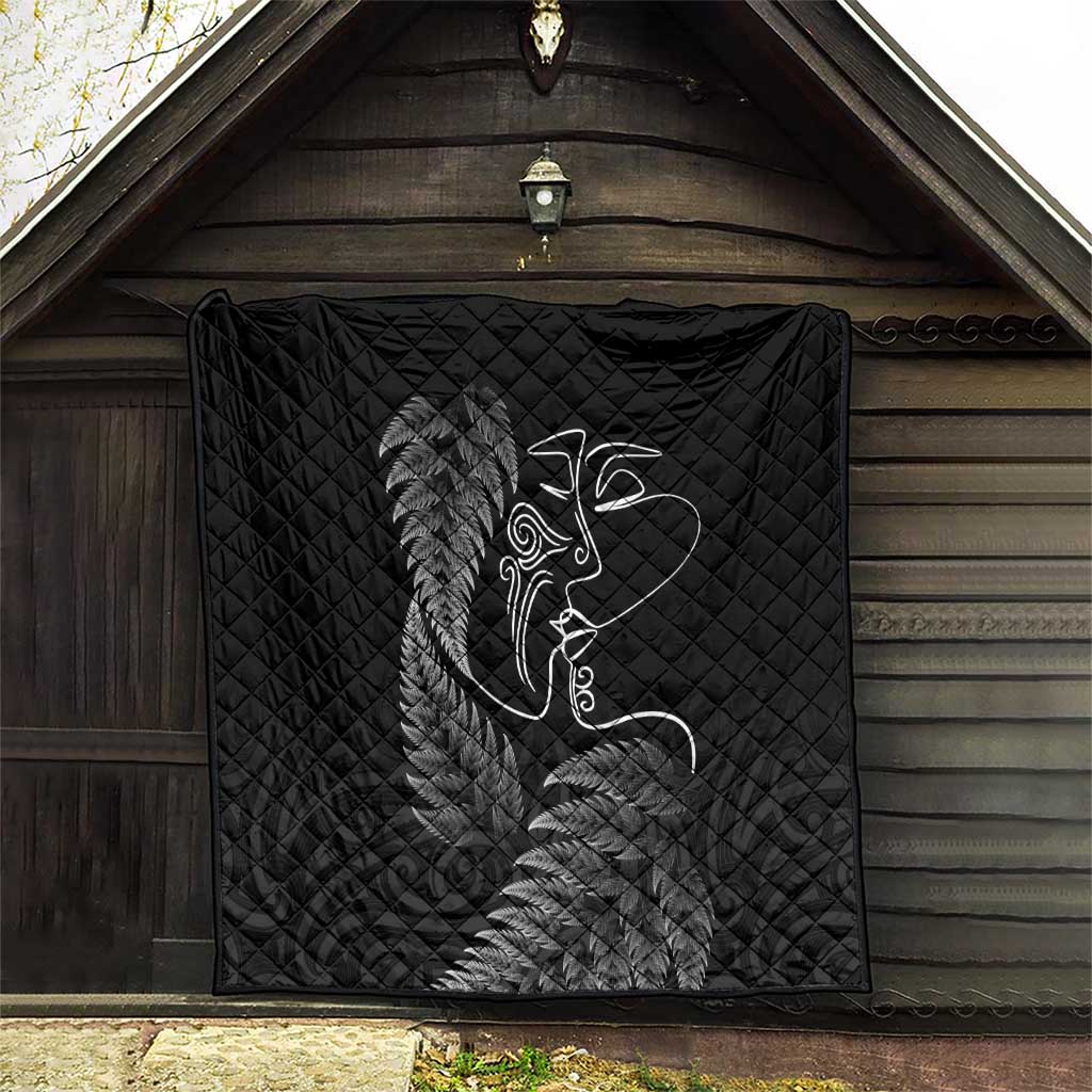 New Zealand Valentine's Day Quilt Silver Fern and Line Art Love Couple LT03 - Polynesian Pride