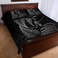 New Zealand Valentine's Day Quilt Bed Set Silver Fern and Line Art Love Couple LT03 - Polynesian Pride