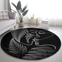New Zealand Valentine's Day Round Carpet Silver Fern and Line Art Love Couple LT03 - Polynesian Pride