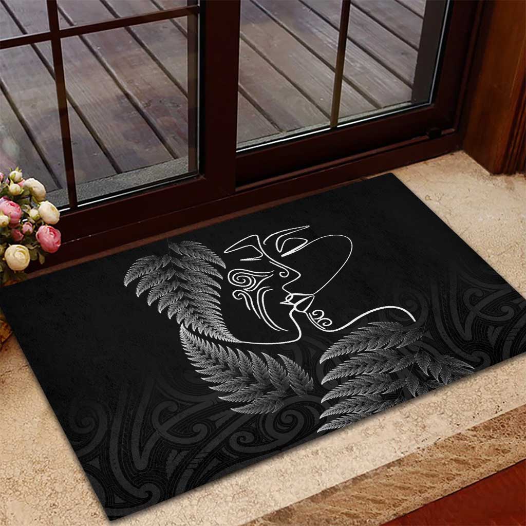 New Zealand Valentine's Day Rubber Doormat Silver Fern and Line Art Love Couple LT03 - Polynesian Pride