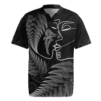 New Zealand Valentine's Day Rugby Jersey Silver Fern and Line Art Love Couple LT03 Black - Polynesian Pride