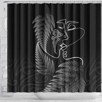 New Zealand Valentine's Day Shower Curtain Silver Fern and Line Art Love Couple LT03 - Polynesian Pride