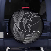 New Zealand Valentine's Day Spare Tire Cover Silver Fern and Line Art Love Couple LT03 - Polynesian Pride
