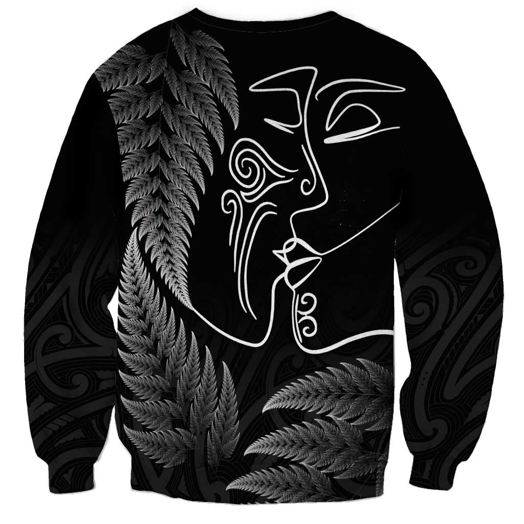 New Zealand Valentine's Day Sweatshirt Silver Fern and Line Art Love Couple LT03 - Polynesian Pride