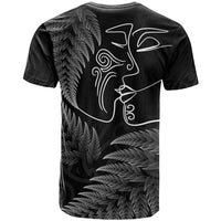 New Zealand Valentine's Day T Shirt Silver Fern and Line Art Love Couple LT03 - Polynesian Pride